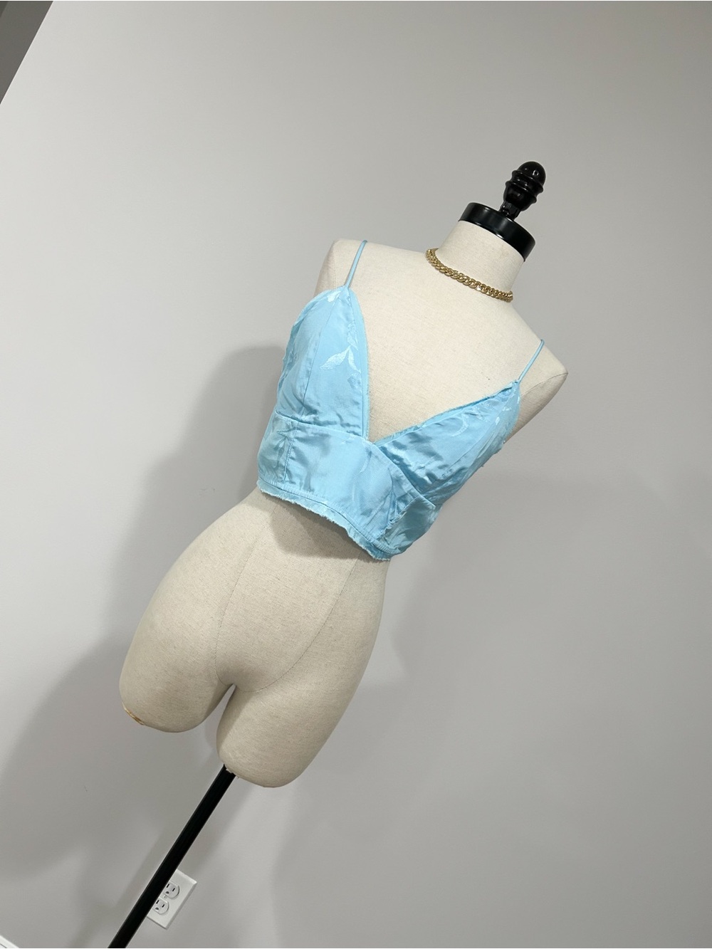 Skylar + Madison Light Blue Satin Crop Bralette